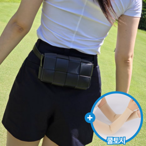 ASILE 골프 힙색 벨트백 파우치백 볼주머니, 1개, 블랙