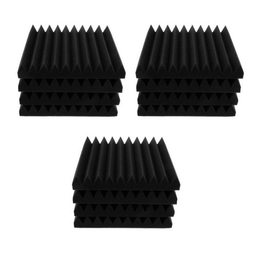FCSHOP 12pcs 스튜디오 어쿠스틱 폼 패널 Nosie Dampening Foam Black, 30x30cm, 블랙, 폴리 우레탄 폼