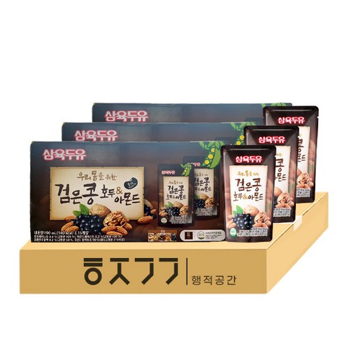 행적공간 삼육두유 검은콩 호두와 아몬드 파우치 190ml x 48개 세트, 1세트