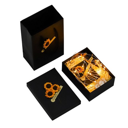 ZZJJC 선물세트 라지 사이즈 심플 기프트 박스 시크 아이디어 생일 선물 박스 박스 박스, 블랙 해바라기(자동 점등), 스몰 11x8x5.5