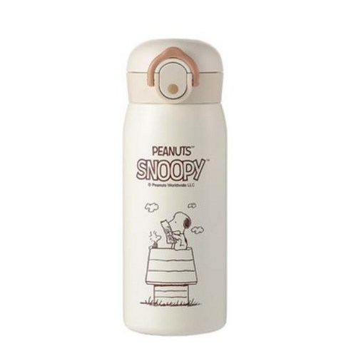 스누피 Snoopy 캐릭터 휴대용 원터치 보온 보냉텀블러 커피컵 420ml, 색상2