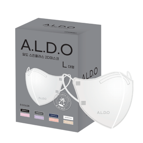 알도 ALDO 새부리형 어른용 대형 여름용 컬러마스크 25매, 화이트 대형 스킨핏 25매