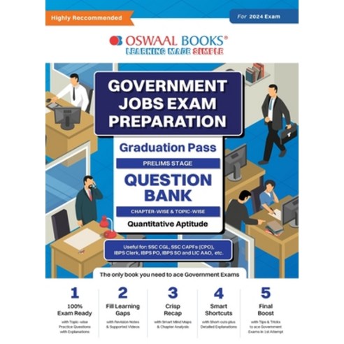 (영문도서) Oswaal Government Exams Question Bank Graduation Pass Quantitative Aptitude for 2024 Exam Paperback, Oswaal Books and Learning P..., English, 9789359581545