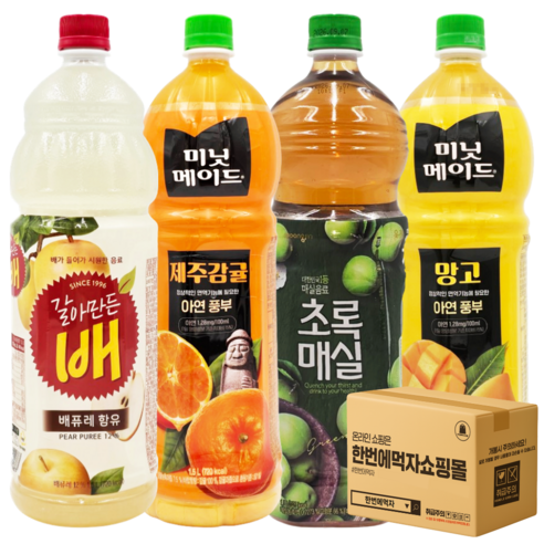 [한번에먹자] 주스세트 1.5L 갈아만든배 + 감귤주스 + 초록매실 + 망고주스, 1.5L