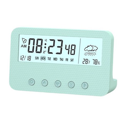 야외 침실을 위한 알람 시계 온도계 습도계 스누즈 습도, 녹색, ABS