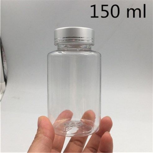 30ML 50ML 100ML 200ML 250ml 빈 투명 사탕 플라스틱 포장 병 실버 뚜껑 향신료 식품 밀봉 샘플 알약 용기 30 개, 150mlsilverlid