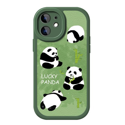 귀여운 아이폰 케이스  핫티몰 귀여운 럭키 판다 동물 캐릭터 패턴 그린 젤리 TPU 아이폰 케이스