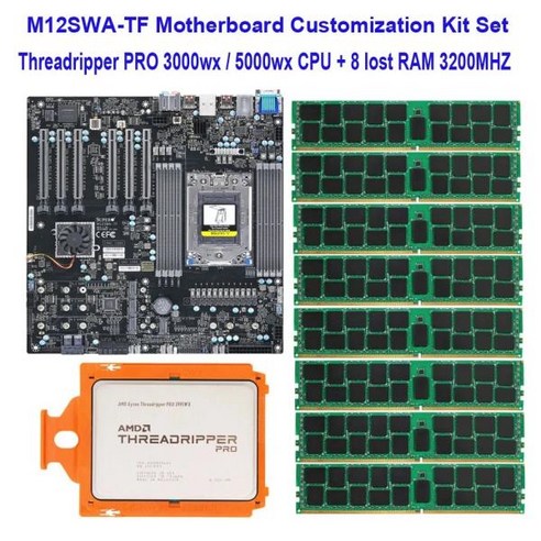 M12SWA-TF 메인보드 및 스레드리퍼 PRO 5975WX 3955WX + 8*64GB = 512G DDR4-2933MHZ 3200mhz RAM 테스트, 04 MBD add AMD 3995WX