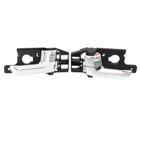 2pcs 왼쪽 + 오른쪽면 인테리어 내부 도어 핸들 2005-2010 KIA Sportage 드라이버 + 여객 측 검정색 + 크롬, {"크기":"하나"}, 보여진 바와 같이