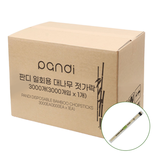 판디 일회용 대나무 젓가락, 3000개입, 1개