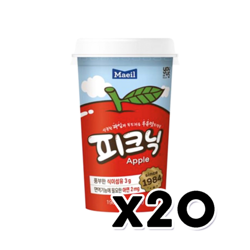 유어스 매일 피크닉 사과 컵주스 190ml x 20개