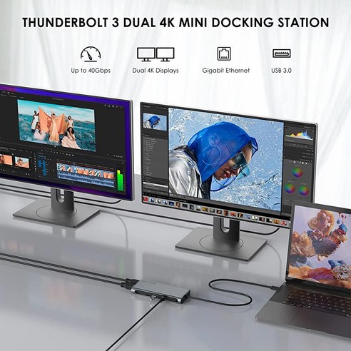 도킹 스테이션 외장 그래픽 카드 비디오 GPU 맥북 노트북 썬더볼트 3 4 에, 한개옵션0 썬더볼트3도킹스테이션 11 WAVLINK 썬더볼트 3 미니 도킹 스테이션 썬더볼트 3 케이블 - 5K/듀얼 4K@60Hz 비디오 출력 듀얼 모니터 윈도우 및 맥용 (디스플레이 포트 2개 40Gbps 전송