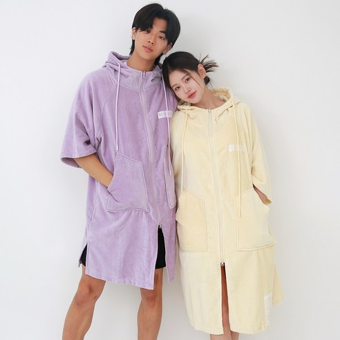 상큼한 레몬 컬러, 수올리 후드 집업 판초 타월로 완성하는 여름날의 특별한 스타일!