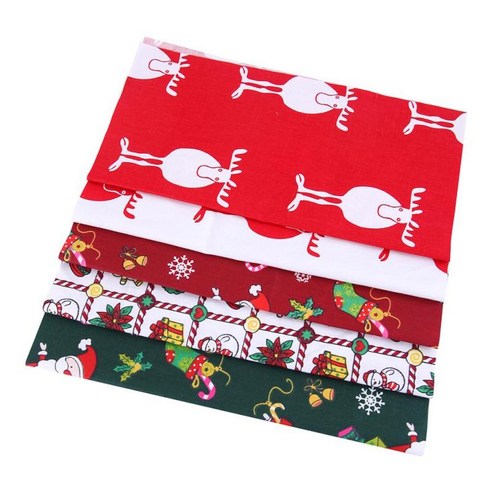 5/10 pcs 크리스마스 눈사람 썰매 선물 인쇄 된 면화 시트 패브릭 9.8in (25cm) 가방 만들기 diy 바느질 축제 장식, 5Pcs, 코튼