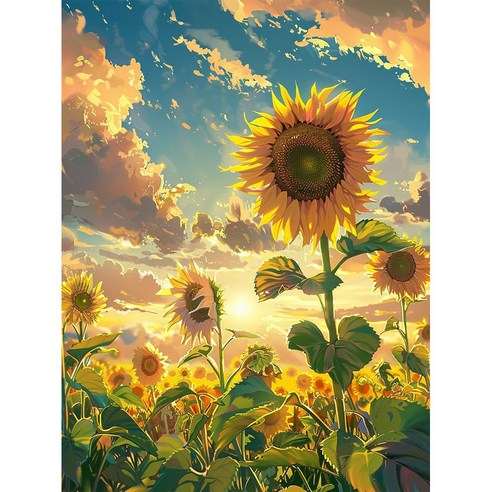 DIYEE 비즈 큐빅 보석십자수 세트 패브릭형 30x40cm, OH200 오후의 해바라기, 1개