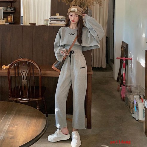 스포츠 정장 여성용 가을 스포츠 짧은 긴 소매 재킷 2 피스 세트