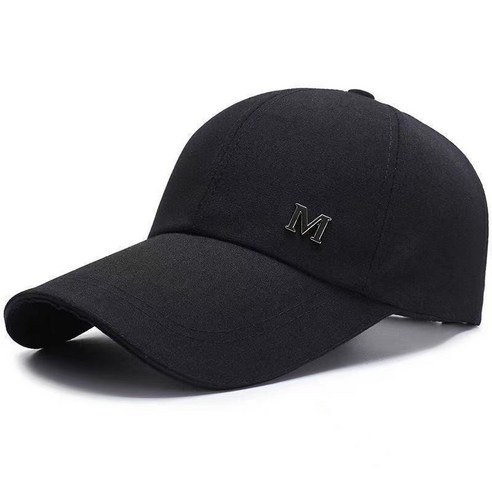 DFMEI 작은 M 야구 모자 남성 야외 레저 긴 챙 낚시 모자 여름 통기성 양산 정점 모자 패션 모자, DFMEI 블랙