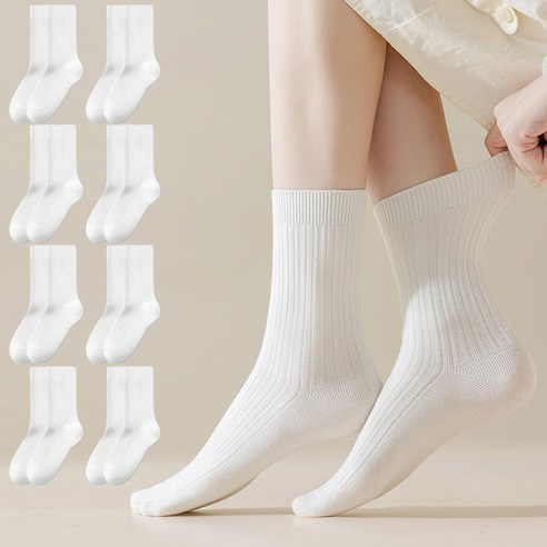 바옴 여성용 무지 중목 양말 8켤레 – 비침 없는 프리미엄 제품 노스페이스양말