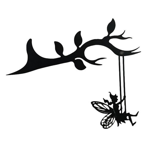 나비 요정 실루엣 동상 분기 장식 예술 공예 말뚝 실내 및 실외 삽입 장식, 검은색, 금속