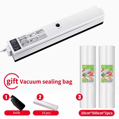 [XIG] 진공 포장기 Sous Vide Vacuum Sealer 220V/110V 식품 저장을위한 새로운 식품 포장기 진공 포장용 진공 봉투, black-2pcs-20cm_우크라이나
