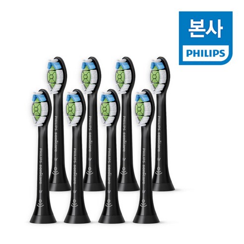 PHILIPS 필립스 실속형 8개입 옵티멀 화이트 칫솔모 블랙 HX6068/96