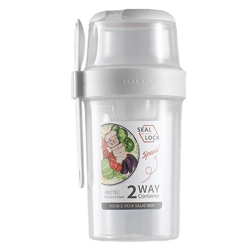 샐러드 컵 도시락 310ml + 760ml, 화이트, 1개