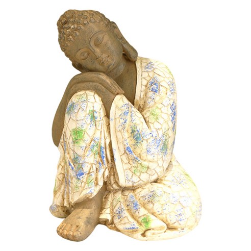 골동품 태국 부처님 동상 잠자는 입상 홈 오피스 데스크탑 장식, 21x15x15cm, 수지, 다색