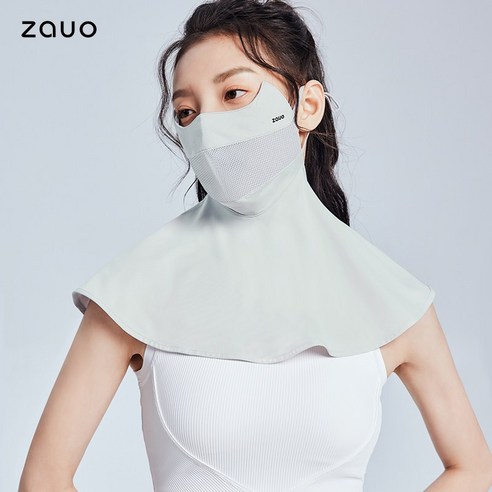 ZAUO 통기성 자외선 차단 마스크 넥 가드 풀 페이스 마스크 여름 자외선 사이클링 차양 먼지 얼굴 커버, 그레이, 1개