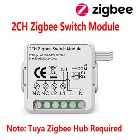 Tuya 스마트 지그비 와이파이 스위치 모듈 중립 와이어 불필요 스마트 홈 DIY 조명 차단기 알렉사 구글, 02 Zigbee 2CH, 1개