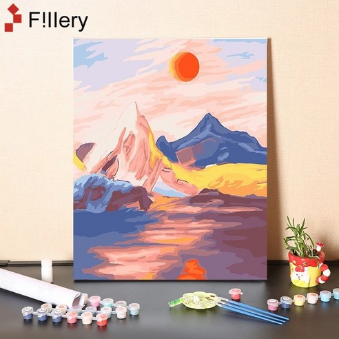 FiIIery DIY명화그리기 피포페인팅 풍경화 인물화그리기 그림그리기 세트 40 x 50cm, 23-일출, 1개