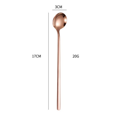 다나에 작은 스테인레스 스틸 스푼 볶음 커피 스푼, 304스틸-17cm-로즈 골드
