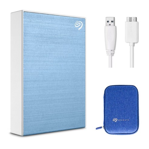 씨게이트 ONE TOUCH HDD 외장하드 + 파우치, 라이트블루, 4TB