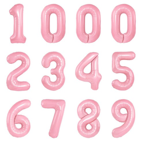 숫자 은박 호일 풍선 12p 세트 1000일 풍선 by 파티아일랜드, 1세트, 핑크
