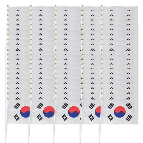 쇼핑팩토리 미니 천 수기 태극기, 100개, 소형 조립O