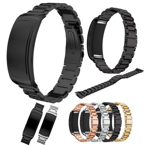 Samsung Gear Fit 2 Pro 시계 스트랩 교체용 고급 스테인리스 스틸 시계 밴드 삼성 Gear Fit2 시계 밴드용 팔찌, Rose gold