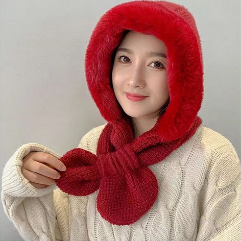 원웨이 여성 넥워머 후드 털모자 겨울 방한 목도리 모자 바라클라바 3칼라