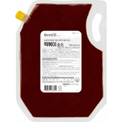 냉장 대상 베스트코 떡볶이소스2kg 1BOX (5입), 2kg, 5개