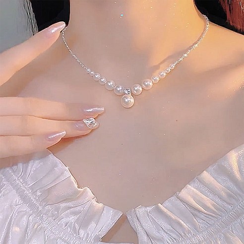 티타늄 스틸 하트큐빅 물방울 목걸이(3color) 변색NO 알러지NO 여자목걸이브랜드 12 씨씨주얼리 실버 진주 펜던트 목걸이