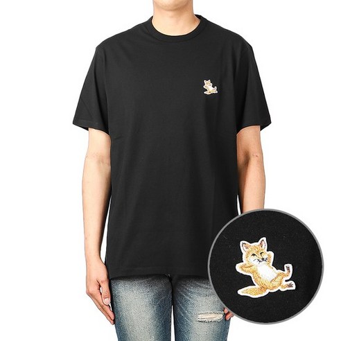 메종키츠네 23FW GU00154KJ0010 BLACK 남녀공용 칠랙스 반팔 티셔츠