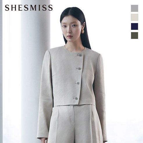 [쉬즈미스] 사이드 버튼 크롭 재킷_SWWJKN21710