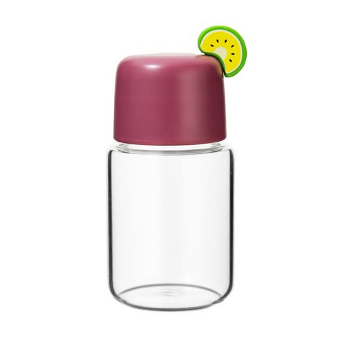 스티커 창의 과일 잼 손잡이 물컵 붕소 실리콘 물컵, 자주색, 220ml(스티커 증정)
