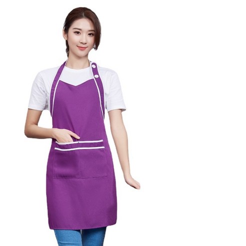 ANKRIC 방수앞치마 조절 가능 종업원 방유 방모 목걸이 앞치마 내장간대략, 보라색