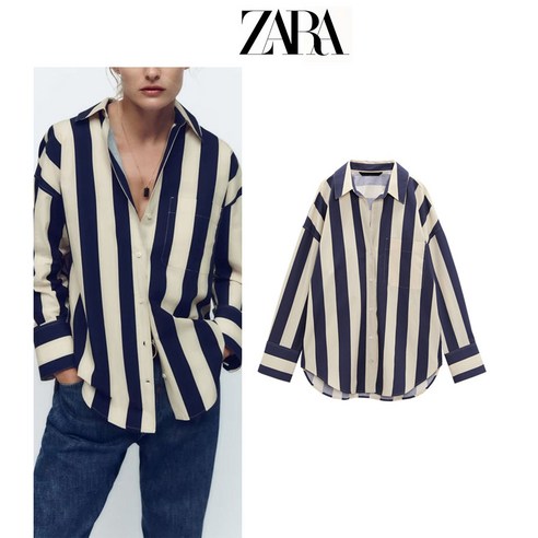 실크 드롭 스트라이프 ZARA 자라 여성 셔츠