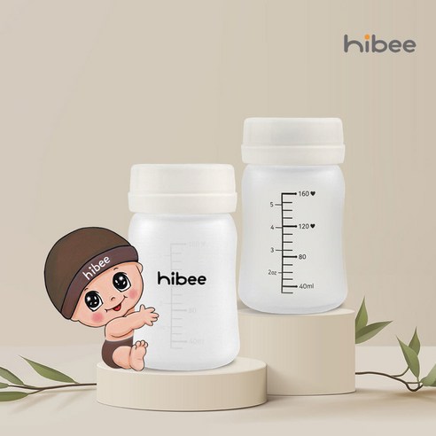 하이비 실리콘 코팅 안심 유리젖병 노꼭지 160ml, 2개, 160ml, 유리젖병 노꼭지