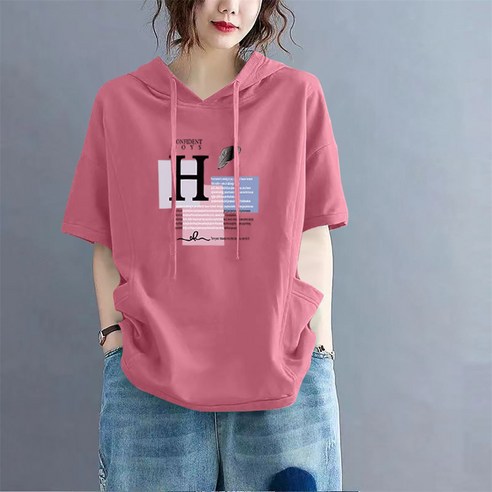 여름의 시원함과 스타일을 누리는 꽃소담 여성 후드 티셔츠