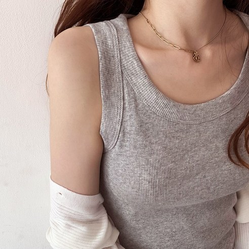 DFMEI 여름 민소매 반팔 티셔츠 여름 새로운 슬림 스트레치 스레드 코튼 바늘 직조 침투 빛 바닥 슬링 조끼 여성 조수