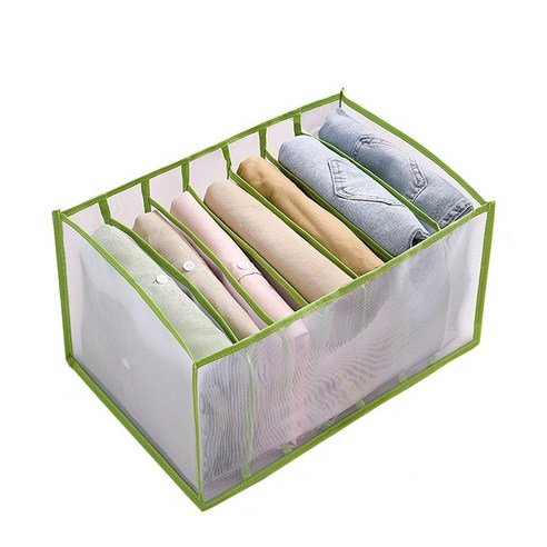 청바지 보관함 양말 양말 옷 속옷 주최자 서랍 분배기 상자 속옷 보관함 옷장 정리 도구, Green-Large