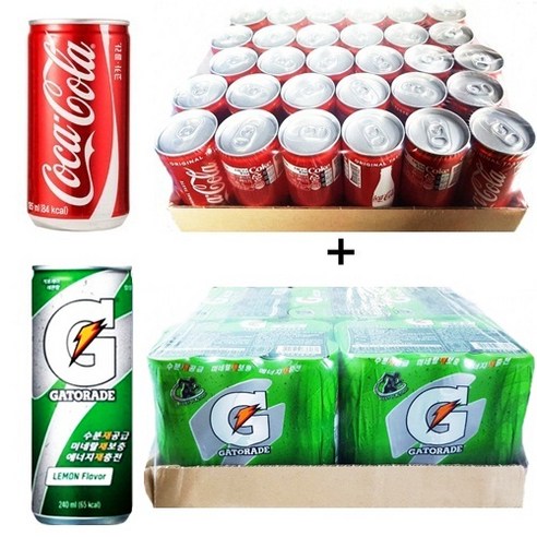 코카콜라 190mlx(30캔) + 게토레이 240mlx(30캔), 60개, 190ml