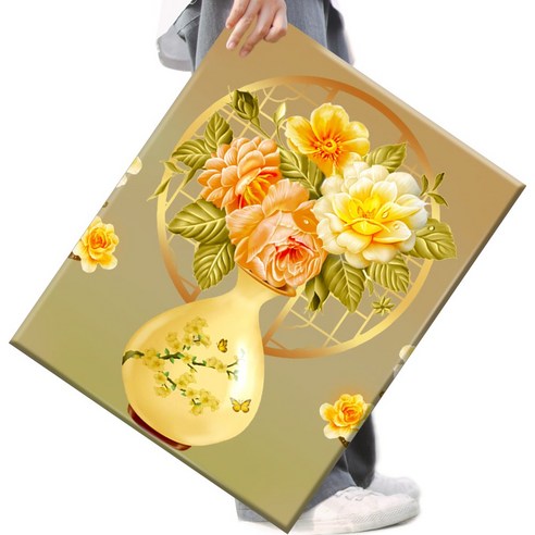 FASEN 액자 보석십자수 캔버스형 DIY 키트 40 x 50 cm, 1세트, FAN78.산뜻한 꽃송이