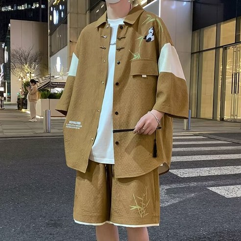 비나비 빅사이즈 여름 남성 반팔티 반바지세트 5XL~8XL